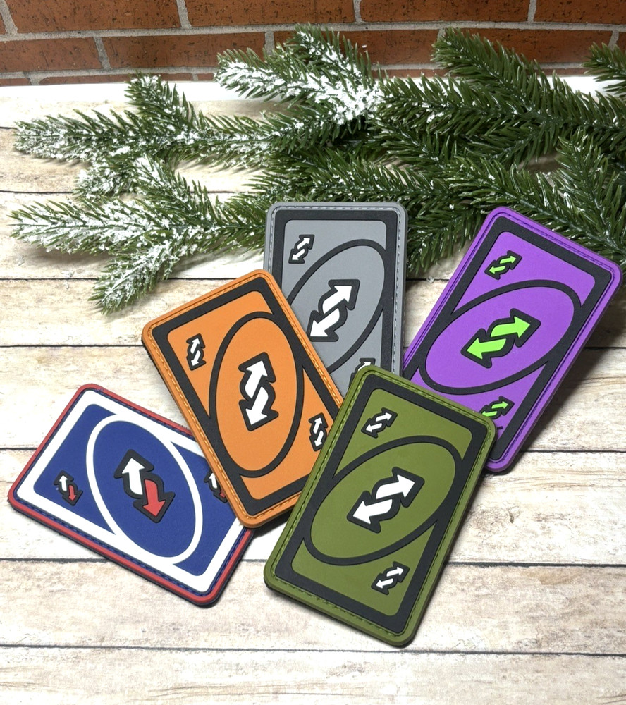 PVC Uno Reverse Card Patch - Tactical Morale Patch - Gray Uno Card Patch