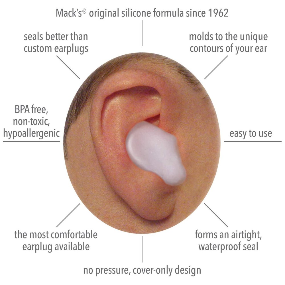 Mack's Pillow Soft Silicone Earplugs 6 Pair Value Pack Moldable Silicone Putty