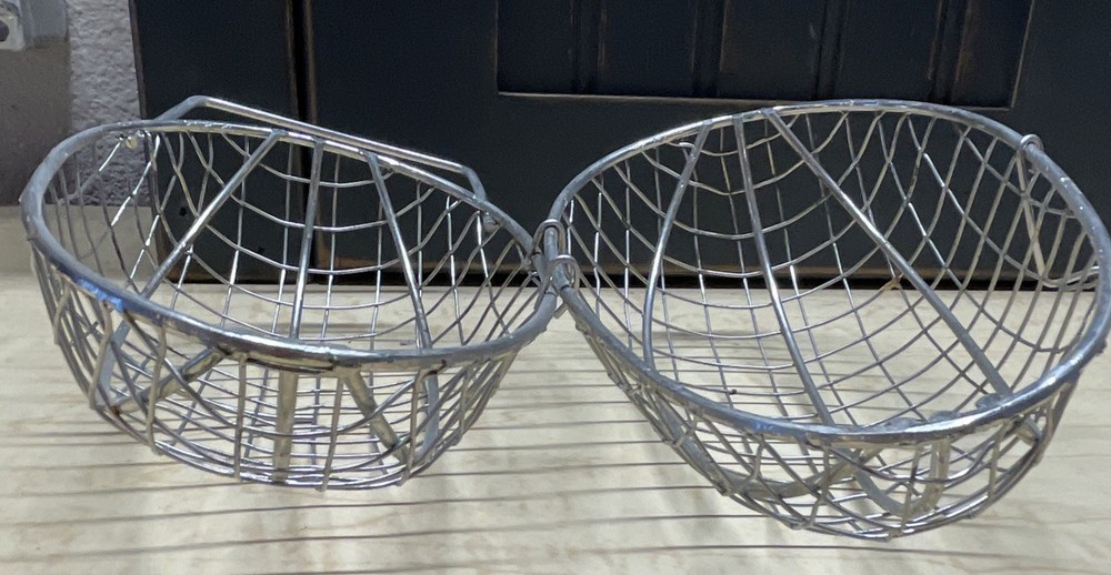 Vintage Wire Egg Shaped Hanging Cage Opens & Latches 7” X 4”