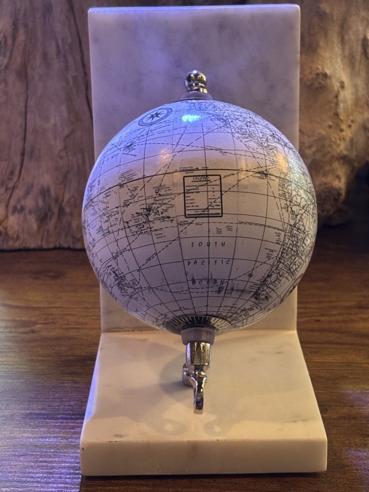 White Marble Globe Bookend with Marble Base