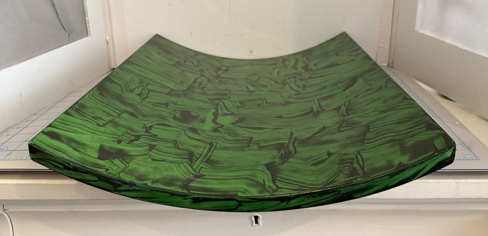 Lux Wood Lacquer Malachite Pattern Magazine Tray