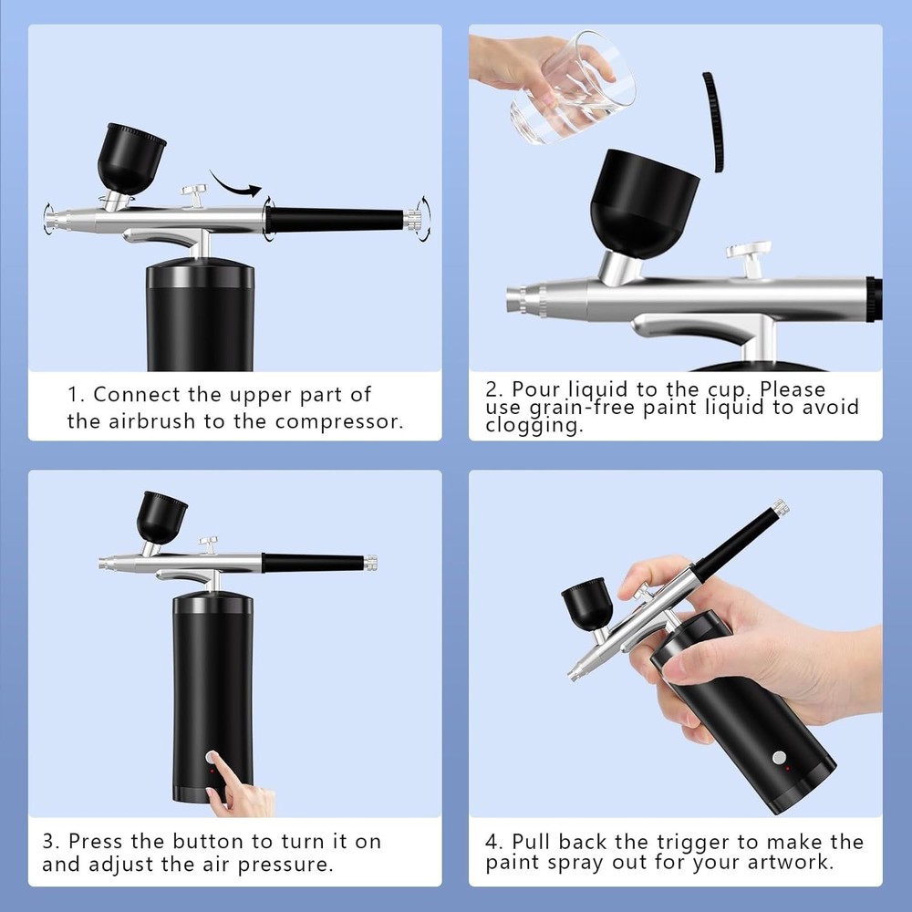 Cordless Airbrush Kit with Compressor: 48 PSI Precision for Creative Projects