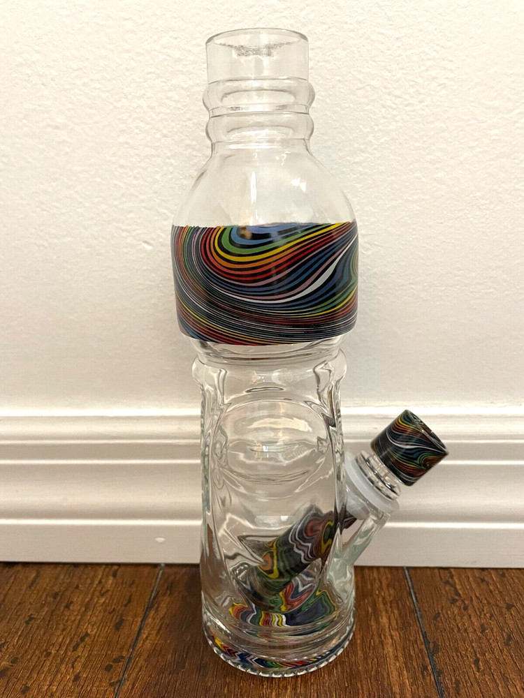 9.75” Premium Glass Water Pipe Bottle Rainbow Wave