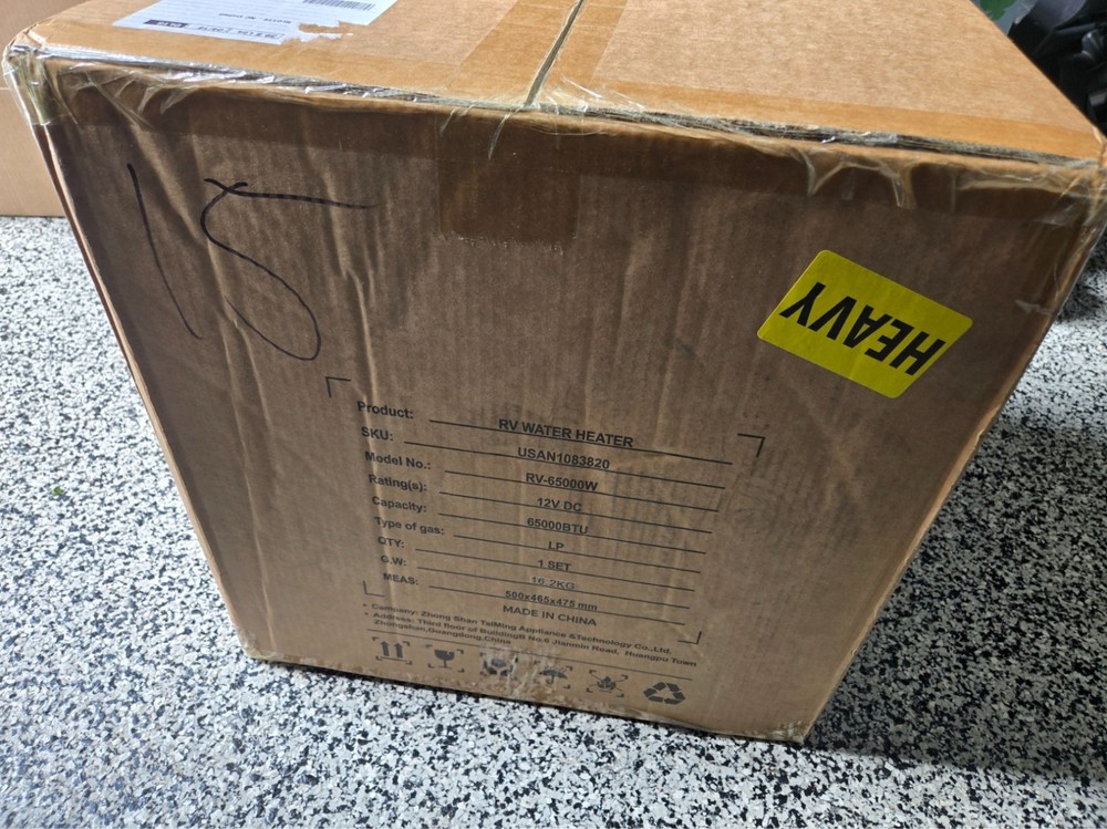 65000BTU RV Tankless Water Heater with 15x15 Inch White Door, Controiller