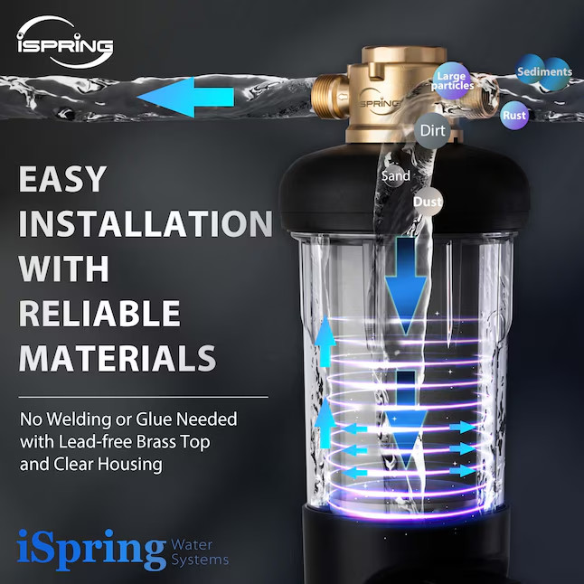 iSpring Jumbo Spin Down Prefilter 25 GPM 50 Micron Whole House Filter