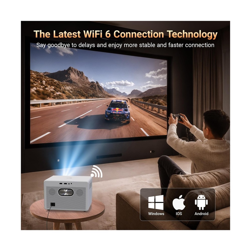 Projector, Smart Projector with WiFi and Bluetooth, Projector 4K 1080P 120'' ...