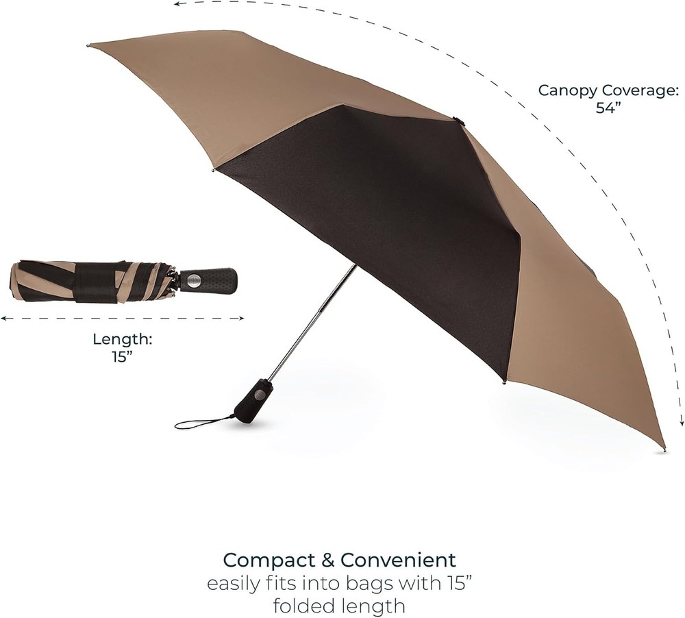 Auto Open/Close Windproof Compact Large Golf Umbrella W/ UV & Water Repellant