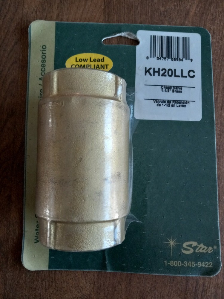 STAR 1-1/2'',Low Lead Compliant NPT Threaded Brass Spring Check Valve KH20LLC