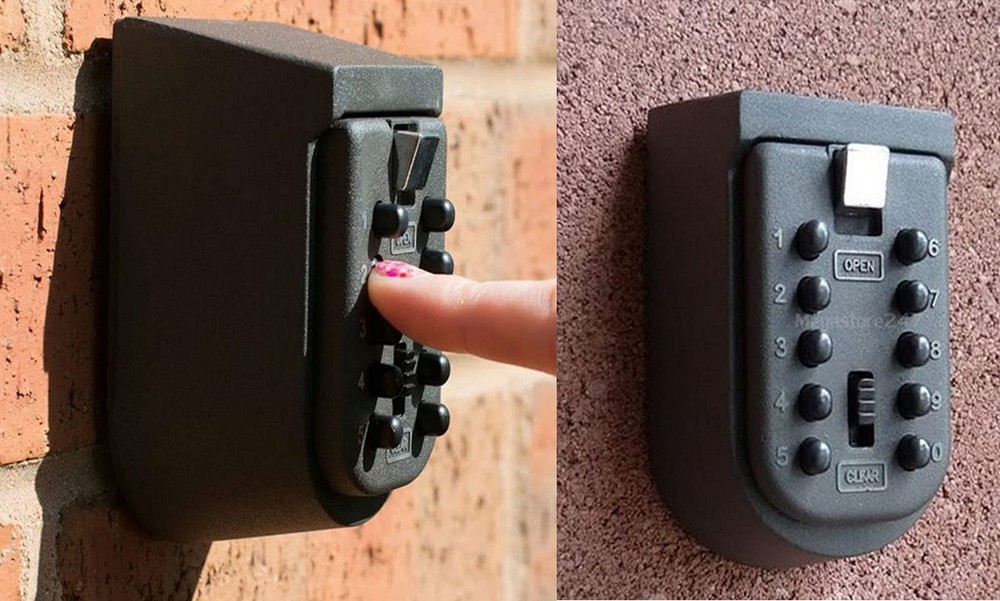 Key Lock Box for Outside Wall Mount, Waterproof Spare Key Storage Box, 10-dig...