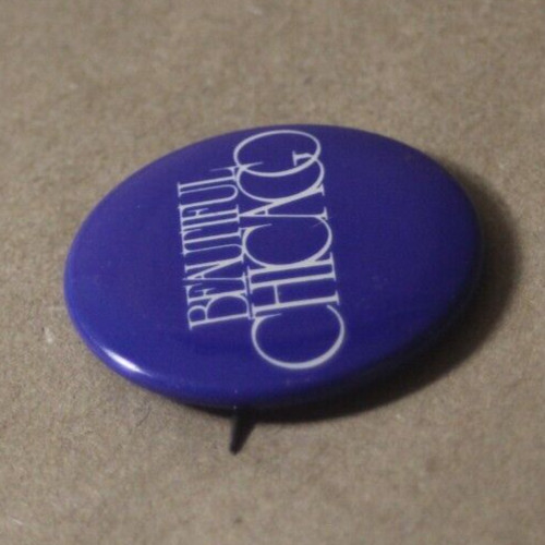 Beautiful Chicago Vintage Blue Button Pin Lapel Hat Bag Pinback