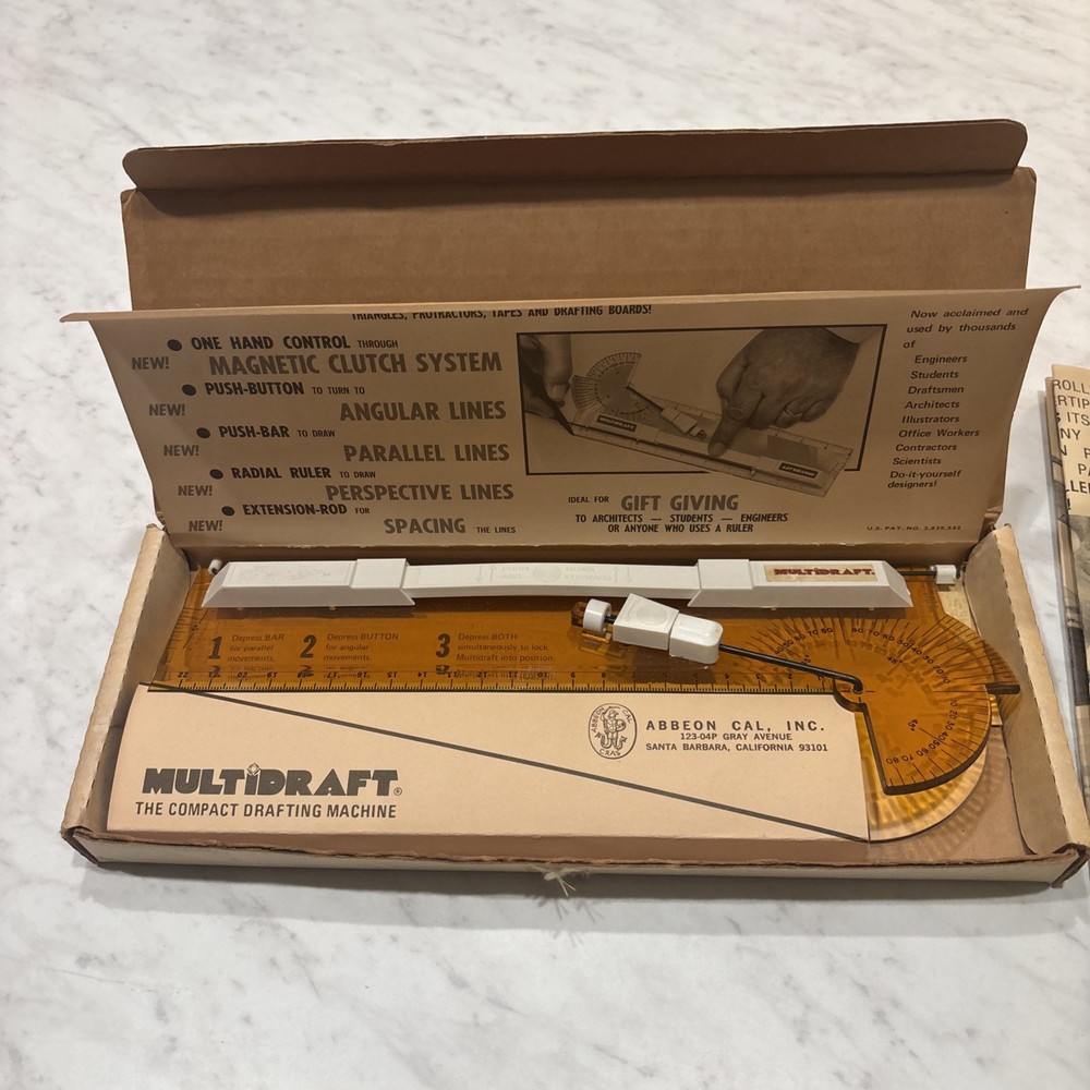 Multidraft Compact Drafting Machine Abbeon Cal with Box & Instructions Vintage