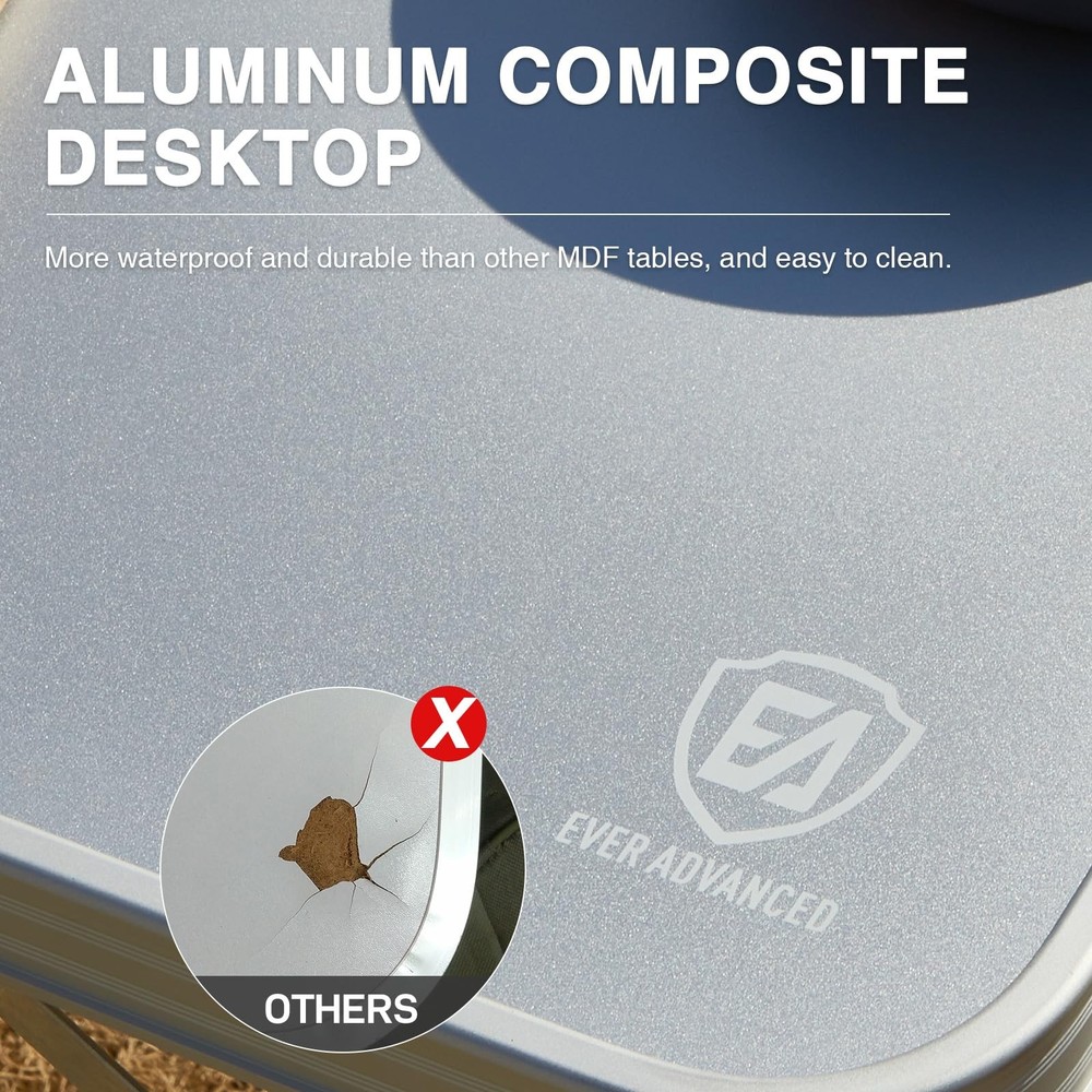 Folding Camping Table with Storage, 4 ft * 2 ft Aluminum Composite Desktop & ...