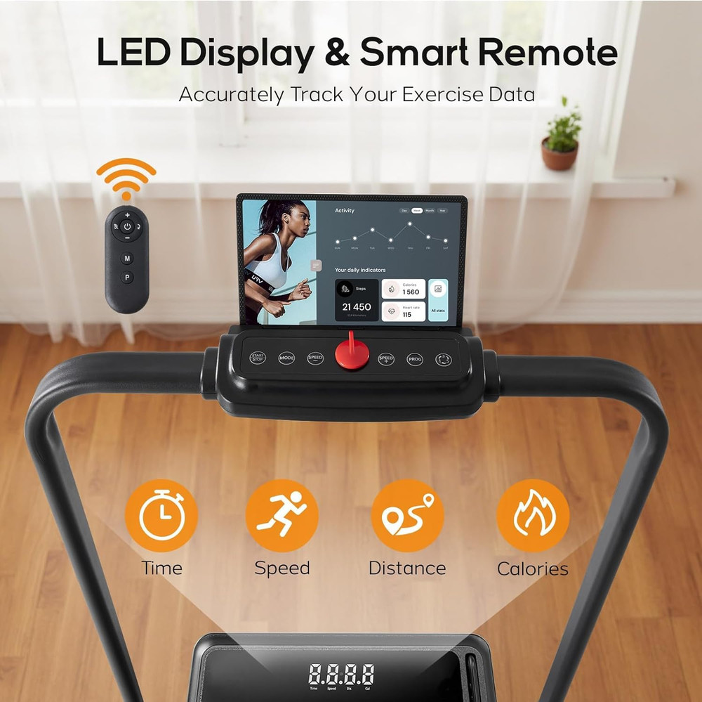 Walking Pad under Desk Treadmill with Foldable Handle Bar, Portable Compact Elec