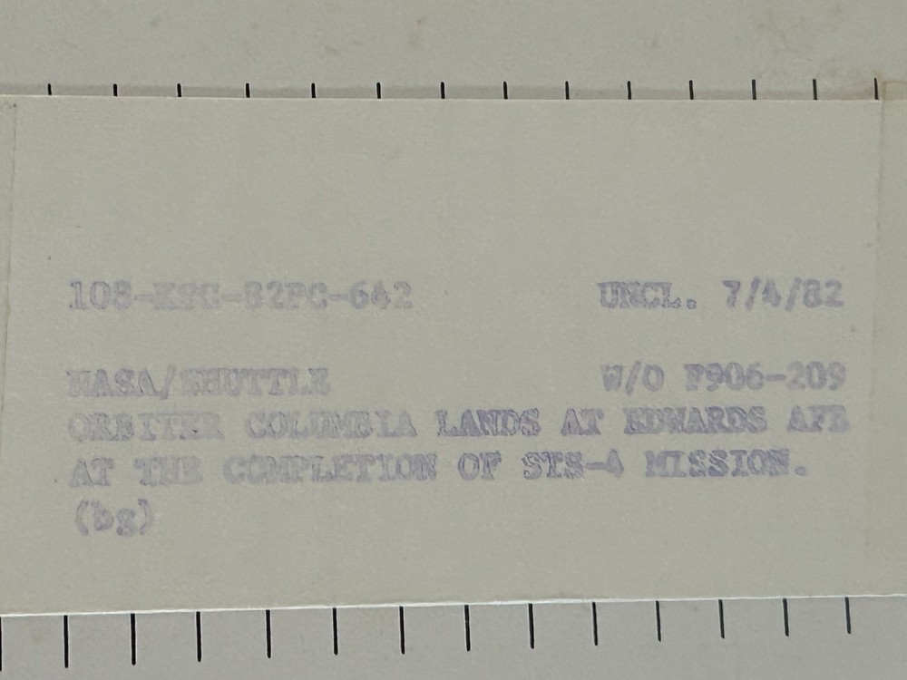 1982 NASA KSC Shuttle Columbia STS-4 Landing Presentation Transparency-642