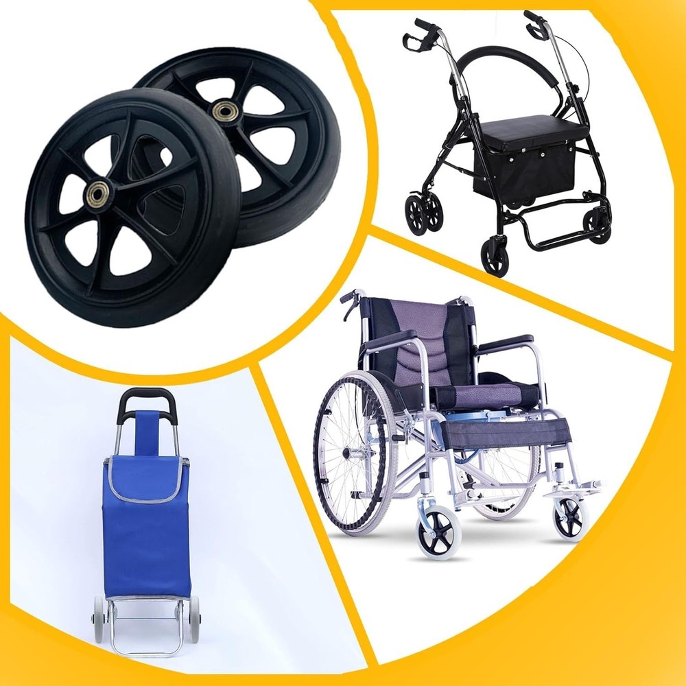 A pair of 8-Inch Solid Replacement Wheels Anti-Slip Front Wheels Rollator Wal...