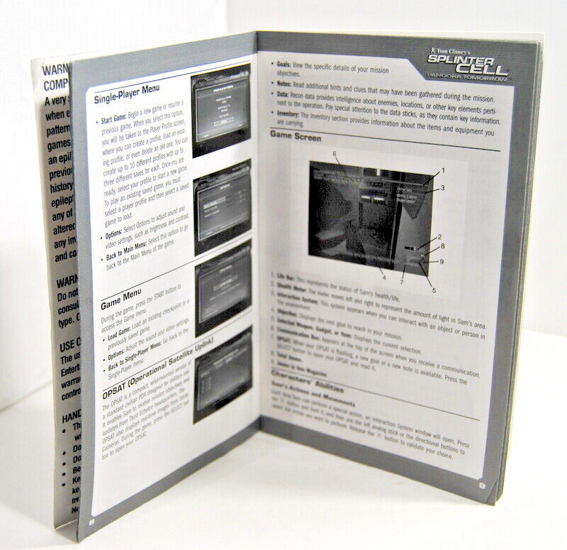 Instruction Manual Only Splinter Cell Pandora Tomorrow 2004 UBISOFT No Game