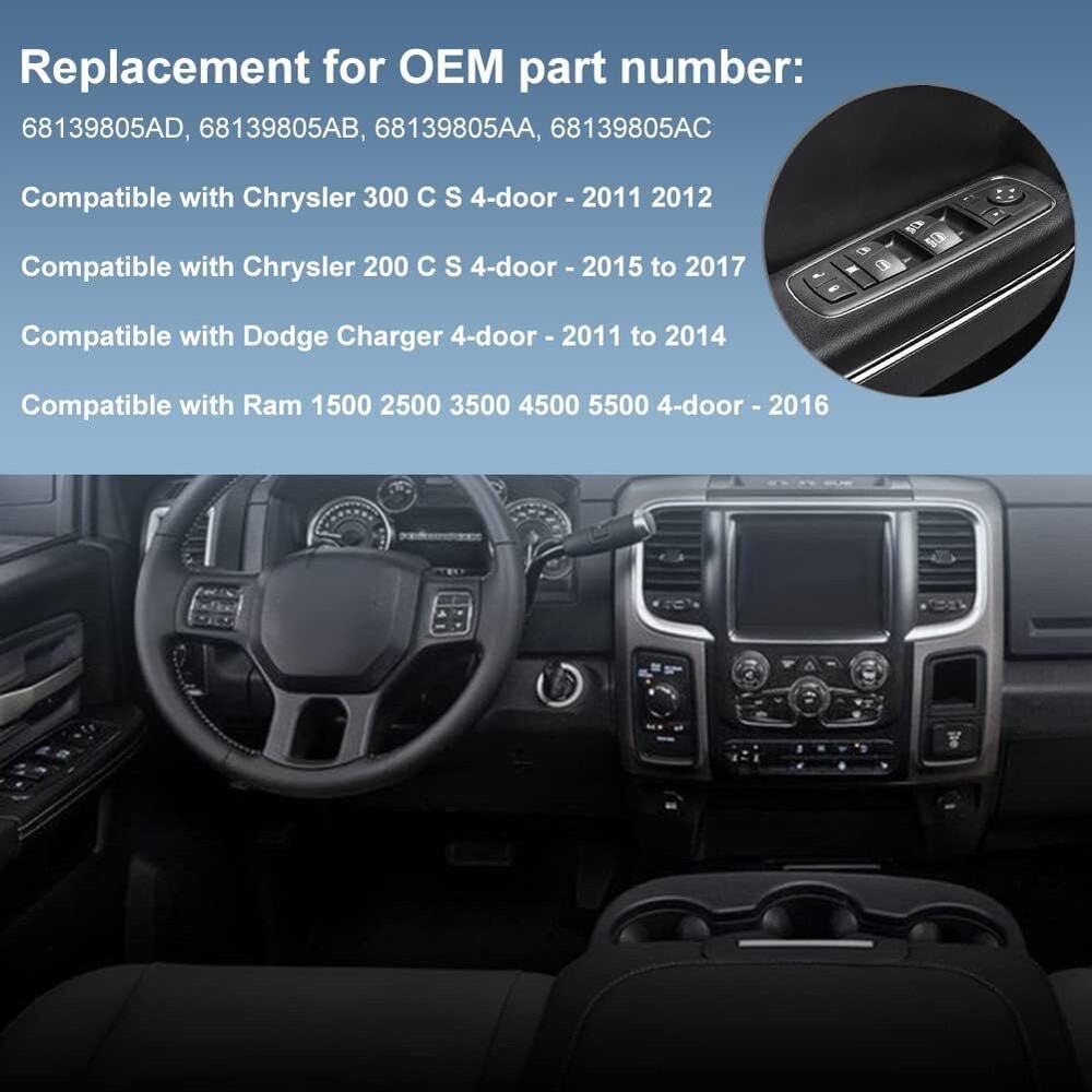 Front Driver Side Window Switch For 2016-2018 Ram 1500 2500 56046823AE NEW