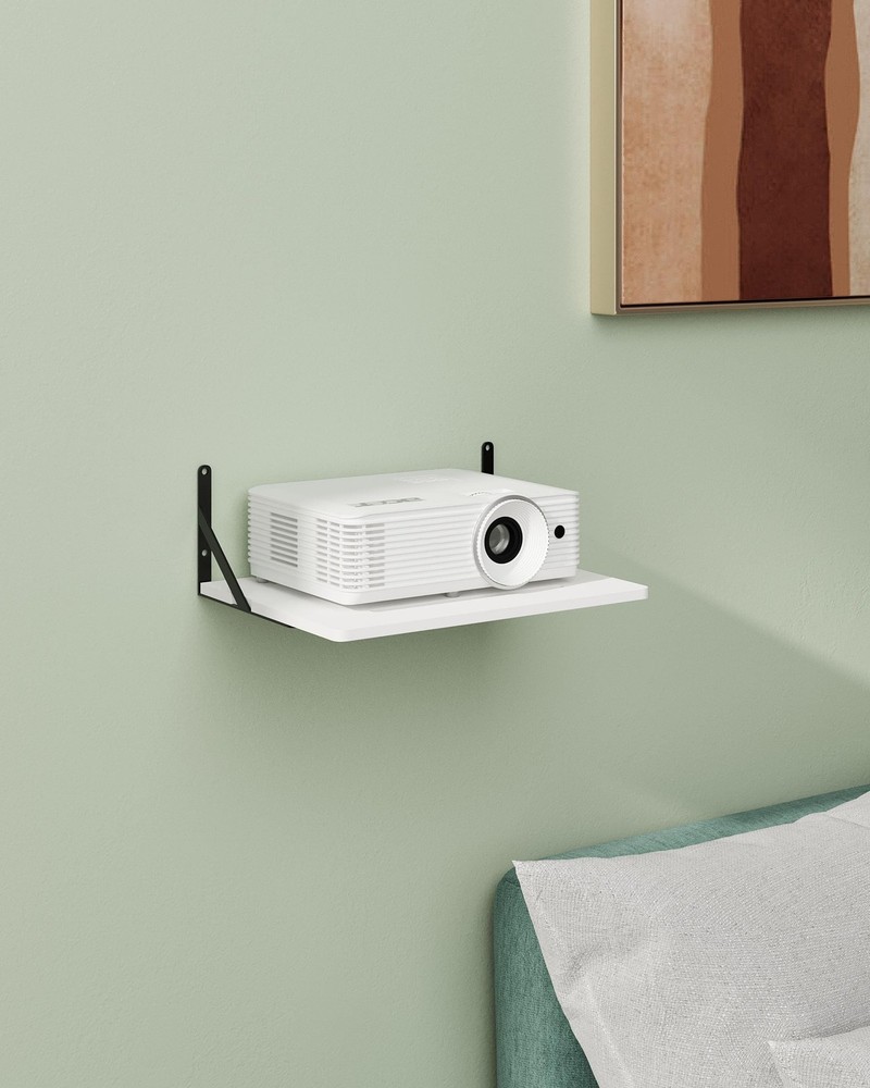 Black White Small Mini Projector Shelf for Wall, Cable Box / Router Shelf,Flo...