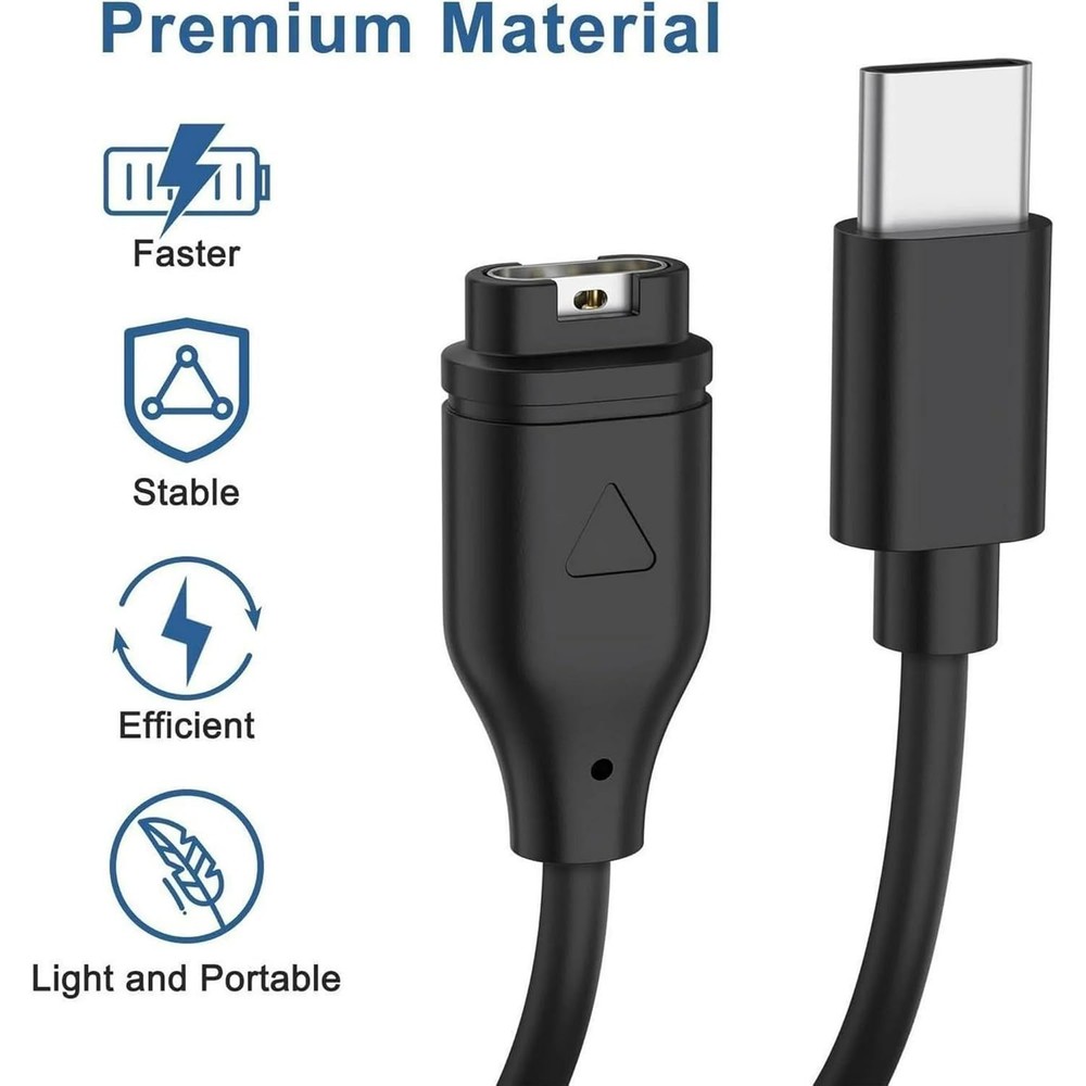Versatile USB C Charger Compatible with Garmin Fenix 7/6/5 - Lightweight Design