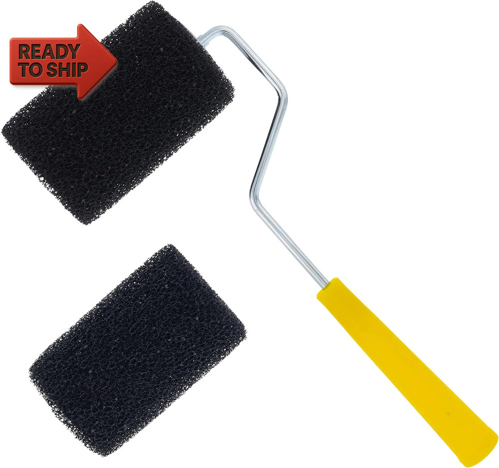 Custom Shop Paint Roller Frame with 2-4" X 1/4" Textured Bed Liner Roller Covers