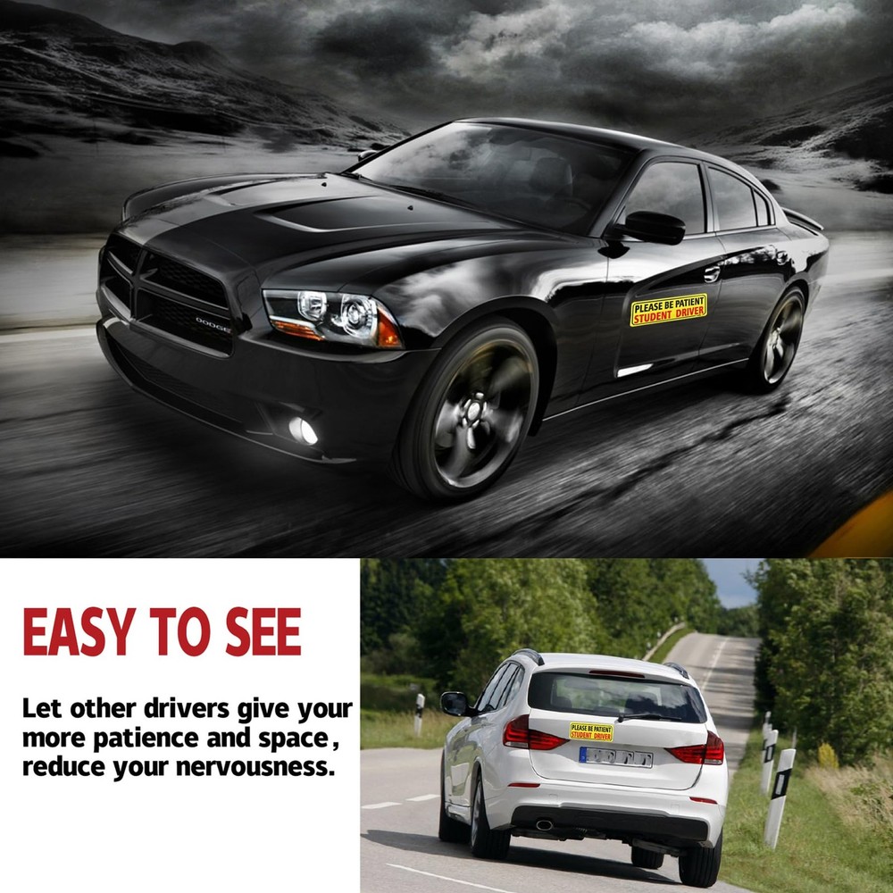 JUSTTOP 3pcs Student Driver Magnet for Car, Medium, Black&red