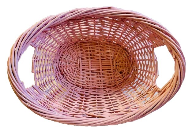 Oval Willow Pink Basket Wicker Easter Woven Tabletop Fruit Kitchen Decorative XL