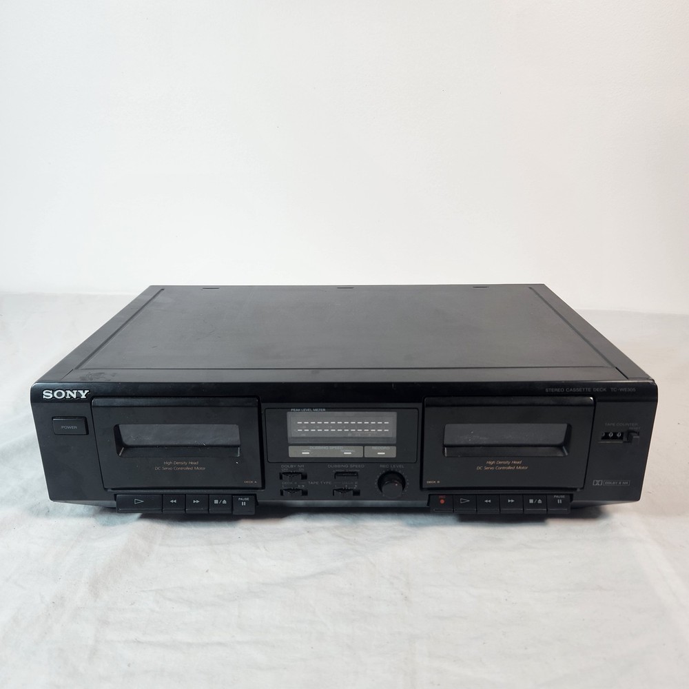 Sony TC-WE305 Black Dual Cassette Tape Deck - Powers On - Untested