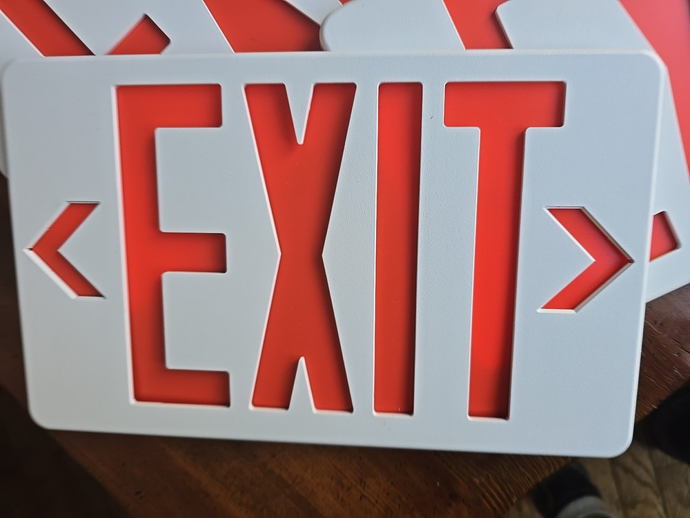 lot 3 Plastic 2 piece Wall EXIT signs 11 1/2" by 7" Orange white NO LED Basic