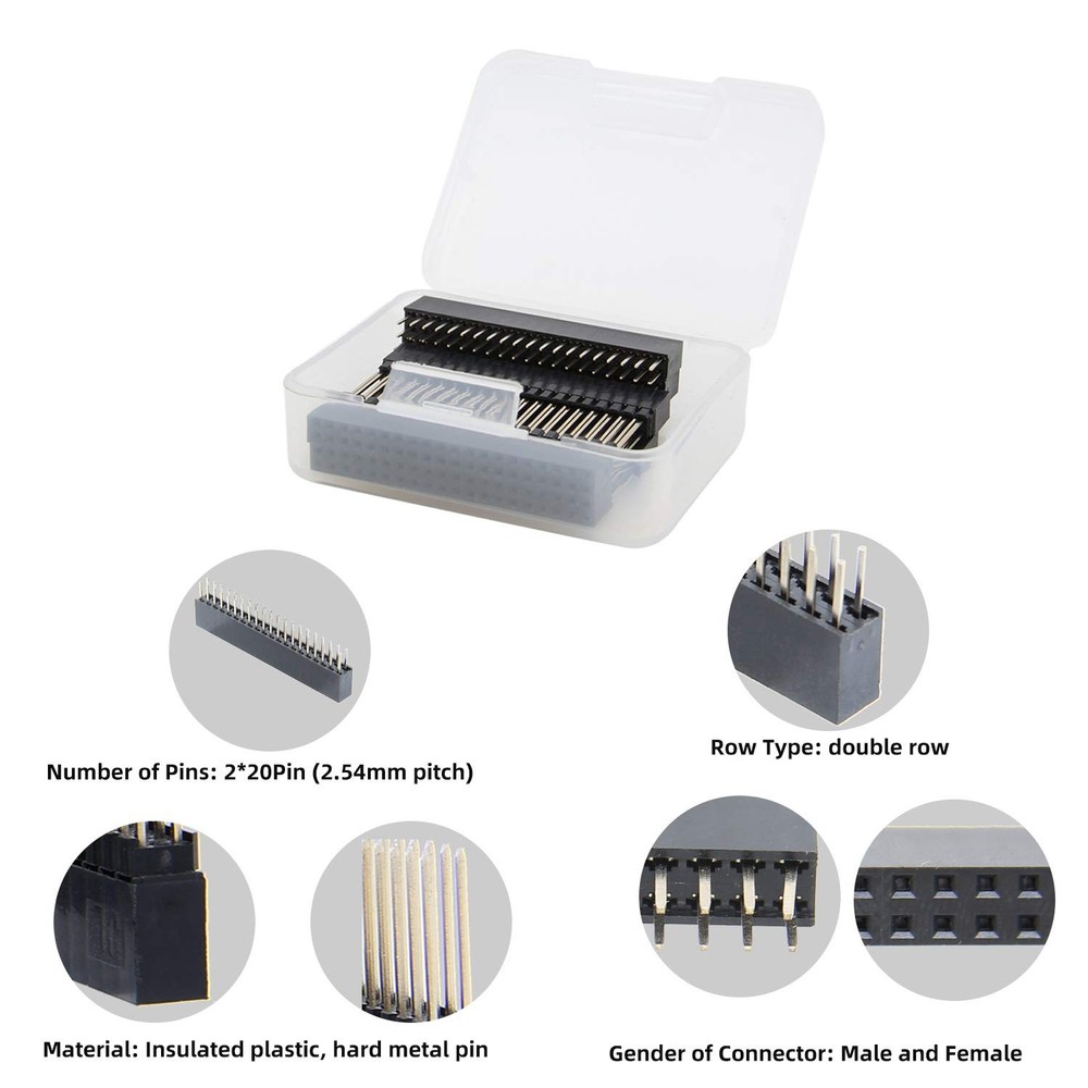 2x20 40 Pin Stacking Female Header Kit for Raspberry Pi - 5 Specifications 10Pcs