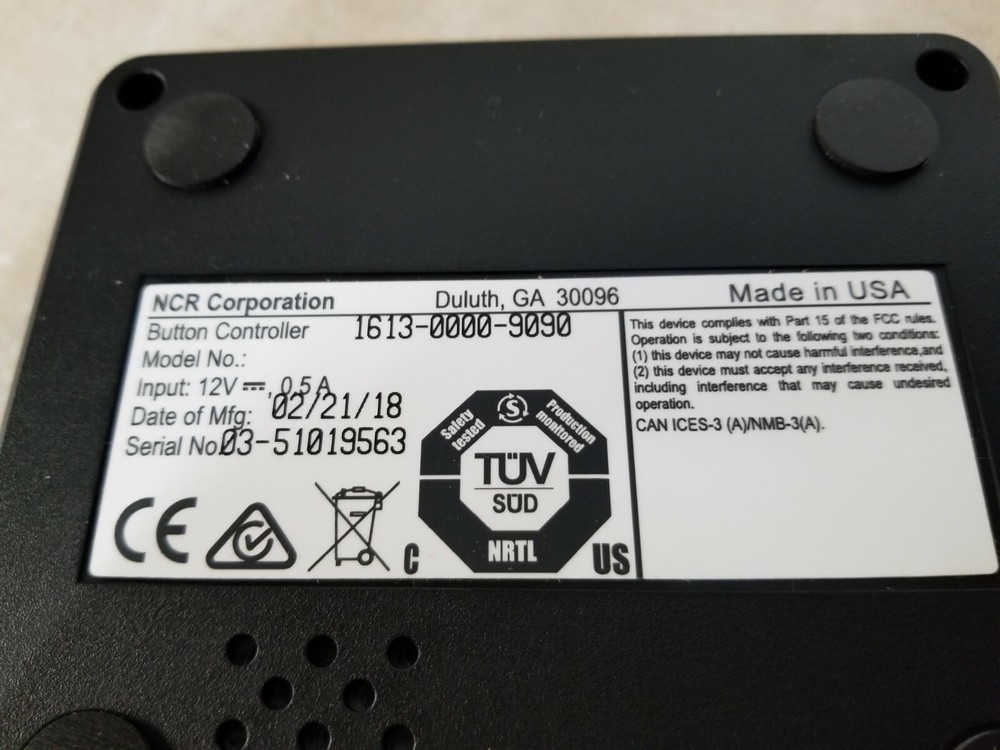 NCR 1613-0000-9090 KITCHEN BUTTON CONTROLLER BOX NON SPEAKER