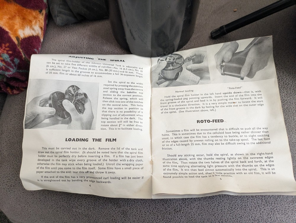 Developing Tank, Johnson's Vintage Universal Developing Tank, Adjustable Reels