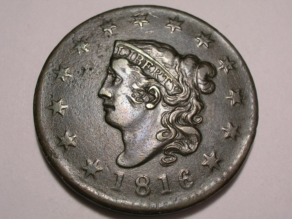 1816 Large Cent (XF, N-7, R-3, & Attractive)