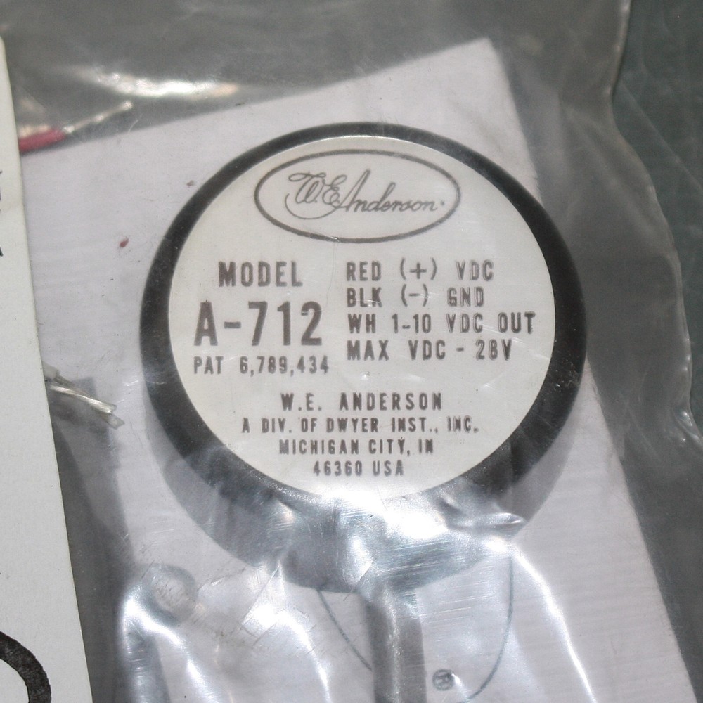 Dwyer W.E. Anderson Flow Rate Sensor A-712, 12/24V DC, Replacement Output Sensor