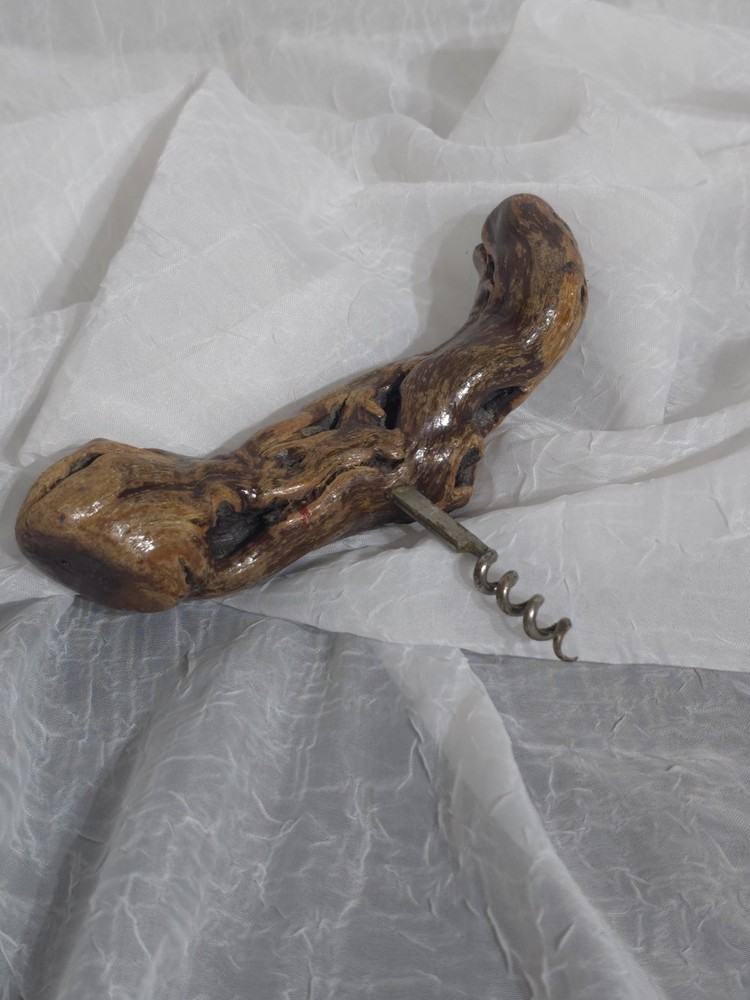Rustic Driftwood Corkscrew, Handcrafted Barware – Cabin Decor, Vintage Wine Tool