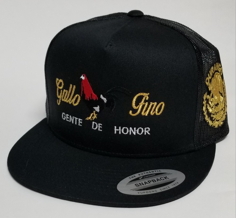 DURANGO GALLO FINO HAT MESHTRUCKER BLACK SNAP BACK ADJUST NEW