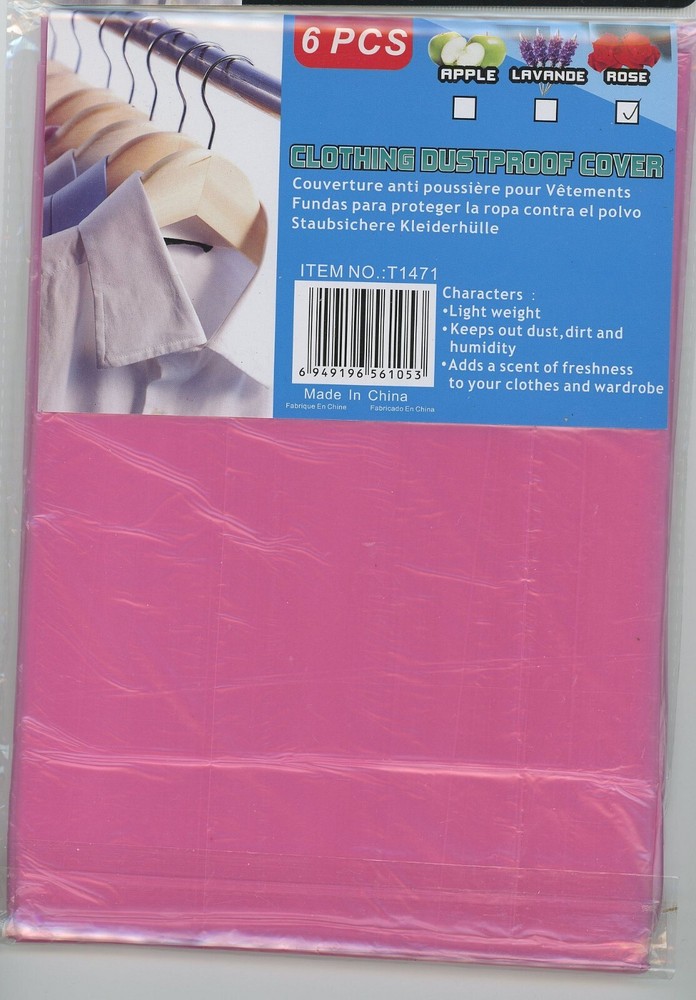 6 Clothing Covers Protector Dustproof Light Wt 39"-49" Thin Scented Plastic New