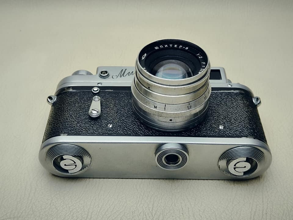 1960 Mir - Soviet rangefinder camera + Jupiter -8 Red P Rarity