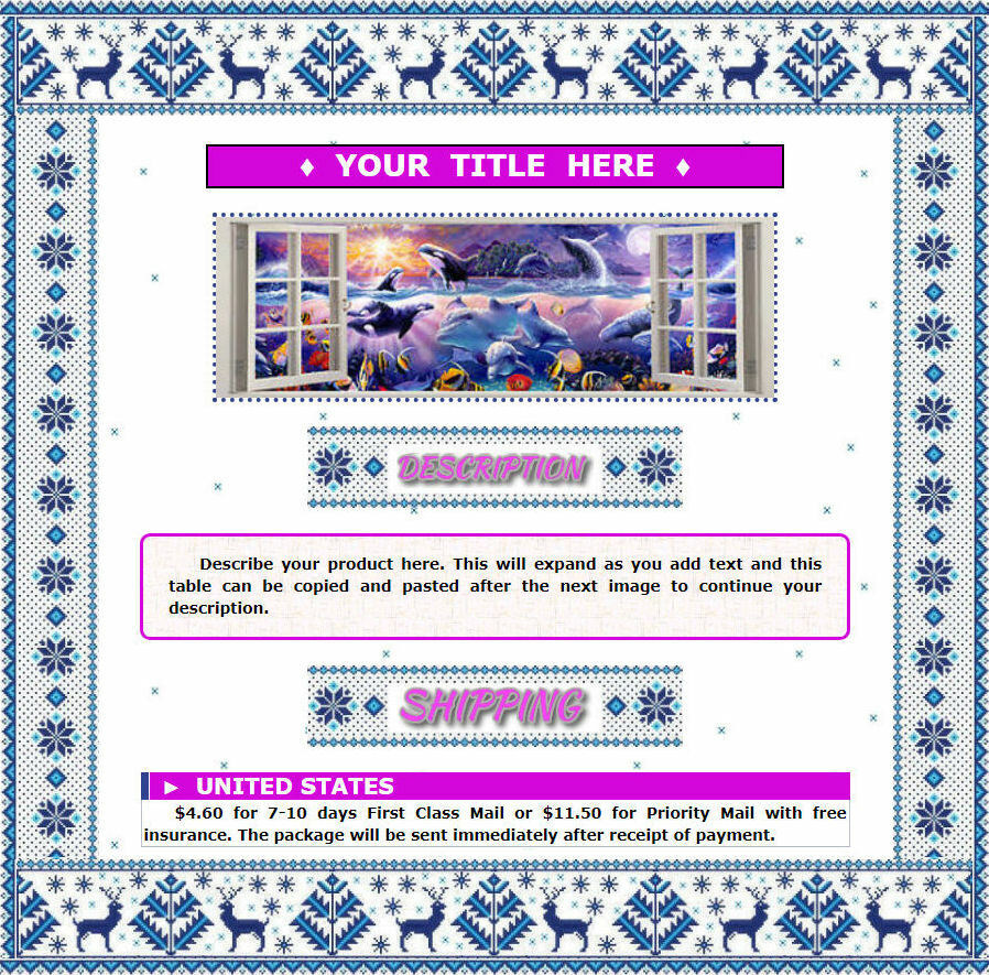 AUCTION TEMPLATE Decorative Deer Design Border - FREE SHIPPING