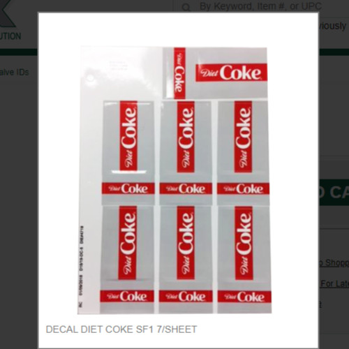 DECAL DIET COKE SF1 7/SHEET # D18/19-DC-2