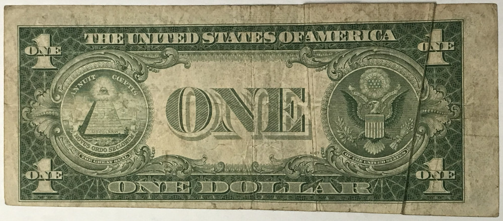 1935-C $1 One Dollar Silver Certificate Double Gutter Fold Printing Error