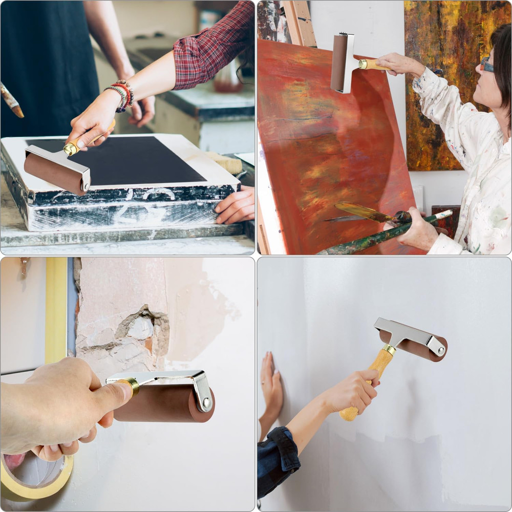 Soft Rubber Roller Brayer, 4-Inch Professional-Grade Tool for Printmaking, Inkin