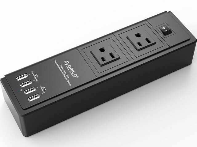 Surge Protector with USB Super Charger - Black