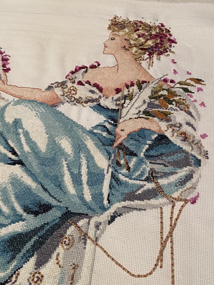 Counted Cross Stitch Spring Queen Completed
