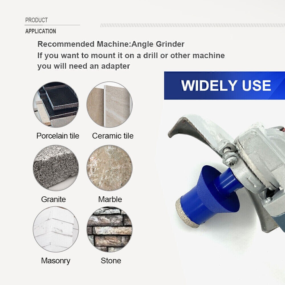 2" 50mm Dry Diamond Finger Bit Cone Chamfer Bits Milling Ceramic Tile Hole Saw