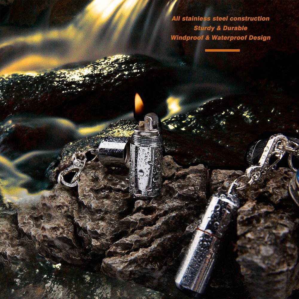 2-Pack Keychain Peanut Lighter Mini Waterproof EDC Survival Tool