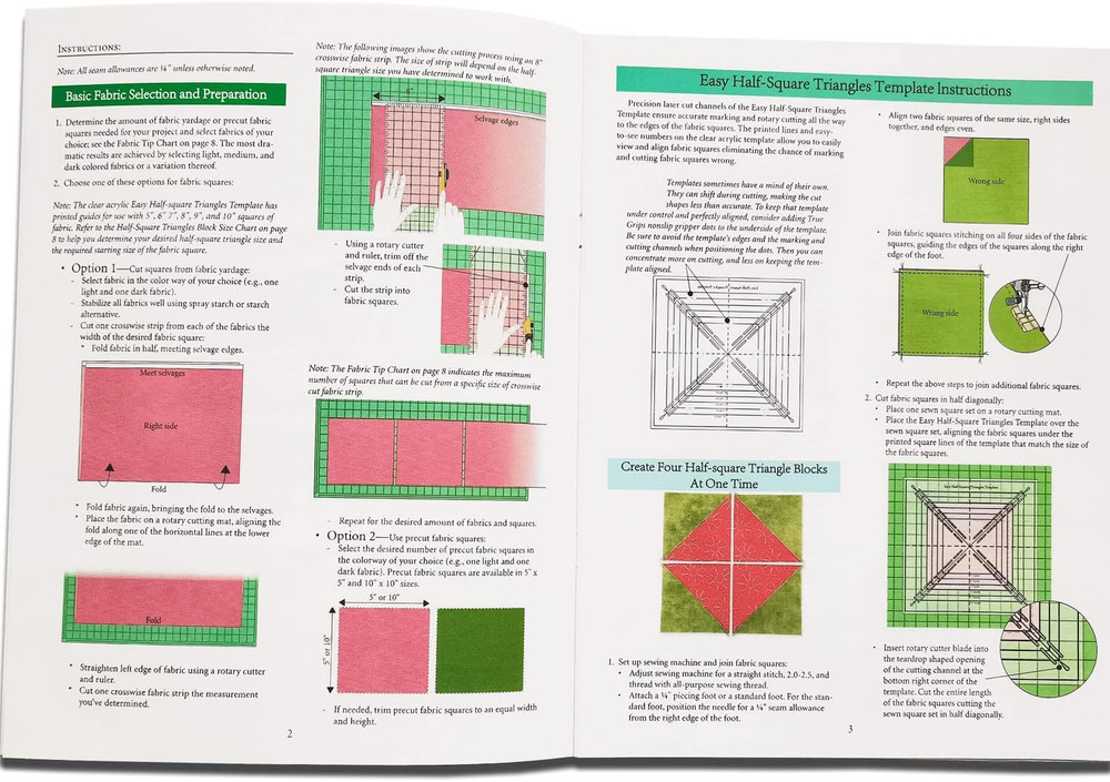 Easy Half-Square Triangles Quilting Rulers and Template