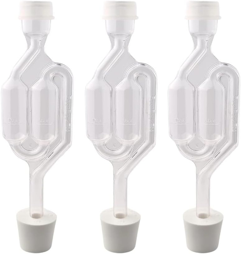 Airlocks for Fermenting (Set of 3) | Bubble Airlock for Wine Making and Beer Mak