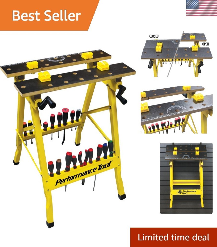 W54025 Portable Multipurpose Workbench & Vise - 200 lbs Capacity - Yellow