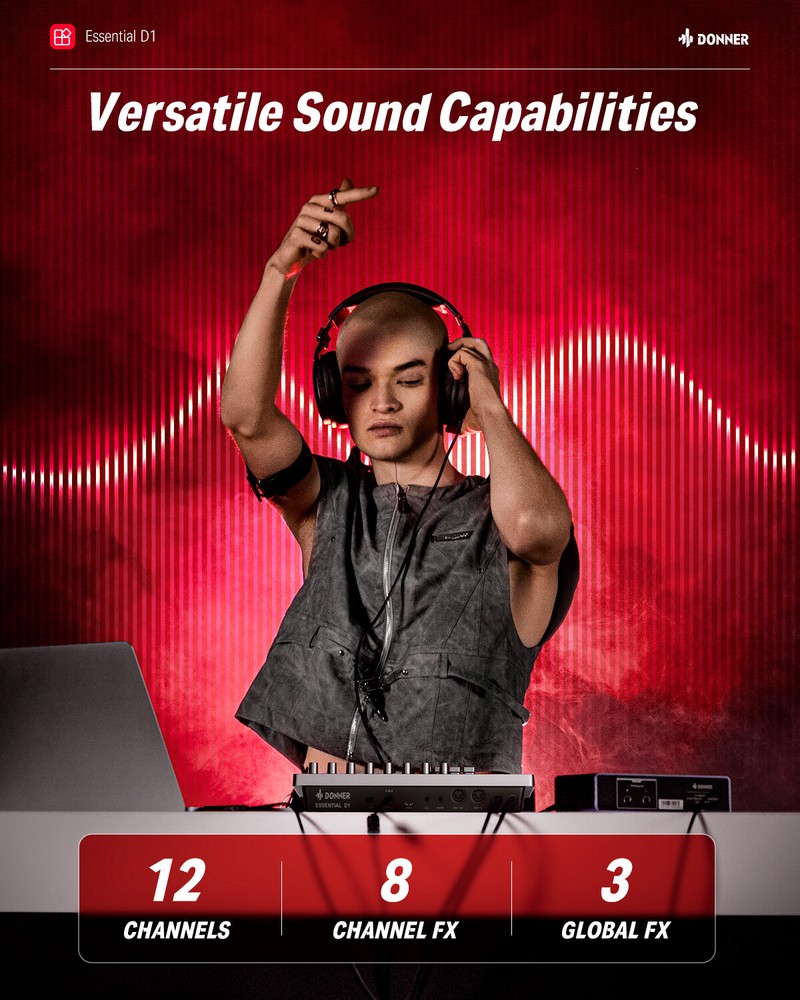 Donner D1 Digital Drum Machine Step Sequencer 16 Pads 5 Encoder 12 Tracks Sample