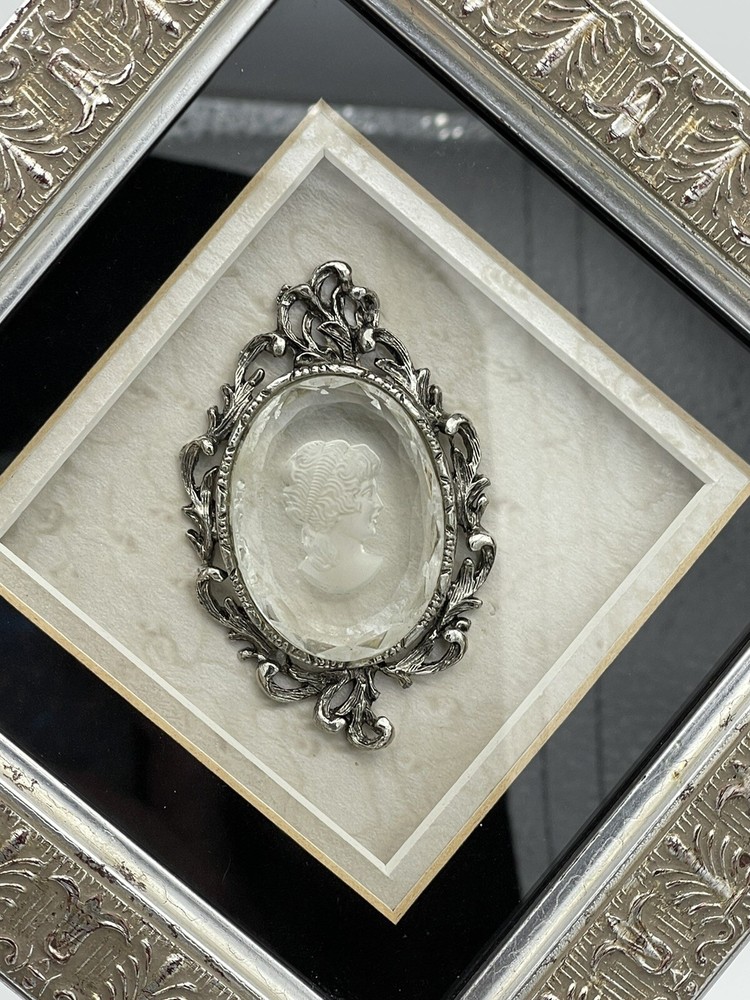 Framed Crystal Cameo Inside 6” x 6” Ornate Shadowbox Frame